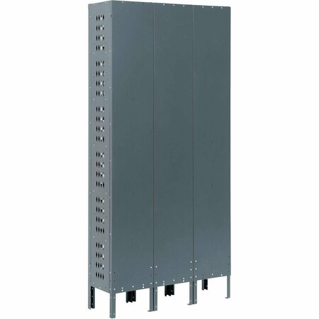 Global Industrial Heavy Duty Ventilated Steel Locker, Six Tier, 3-Wide, 12x12x12, Unassembled, Gray 493155GY